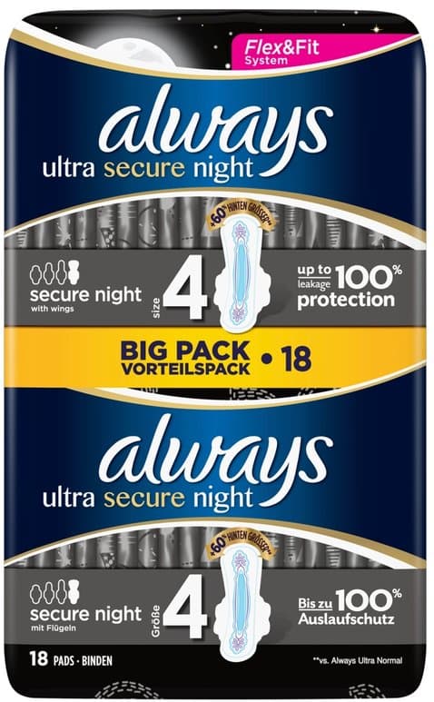 ALWAYS ULTRA sanitary towels secure night duo  18