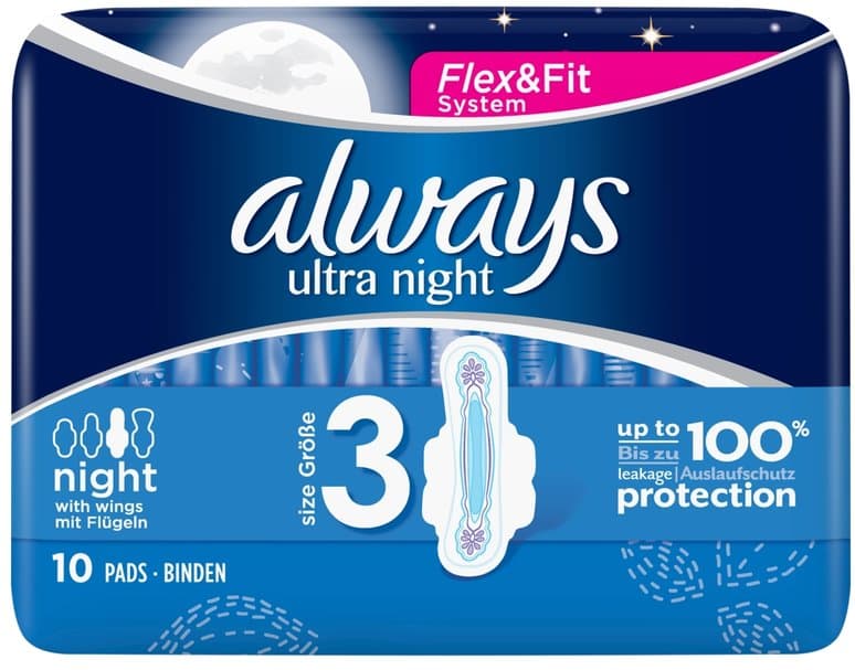 ALWAYS ULTRA sanitary towels pads night  10