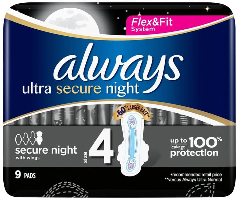 ALWAYS ULTRA sanitary towels pads secure night  9