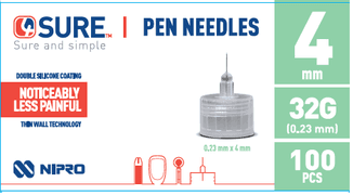 4SURE pen needles 4mm/32G 100