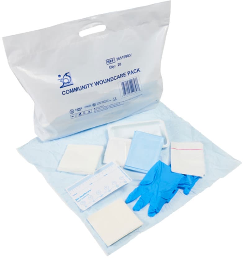 365 community woundcare pack + small gloves