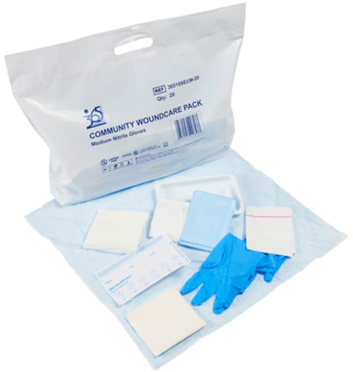 365 community woundcare pack + medium gloves