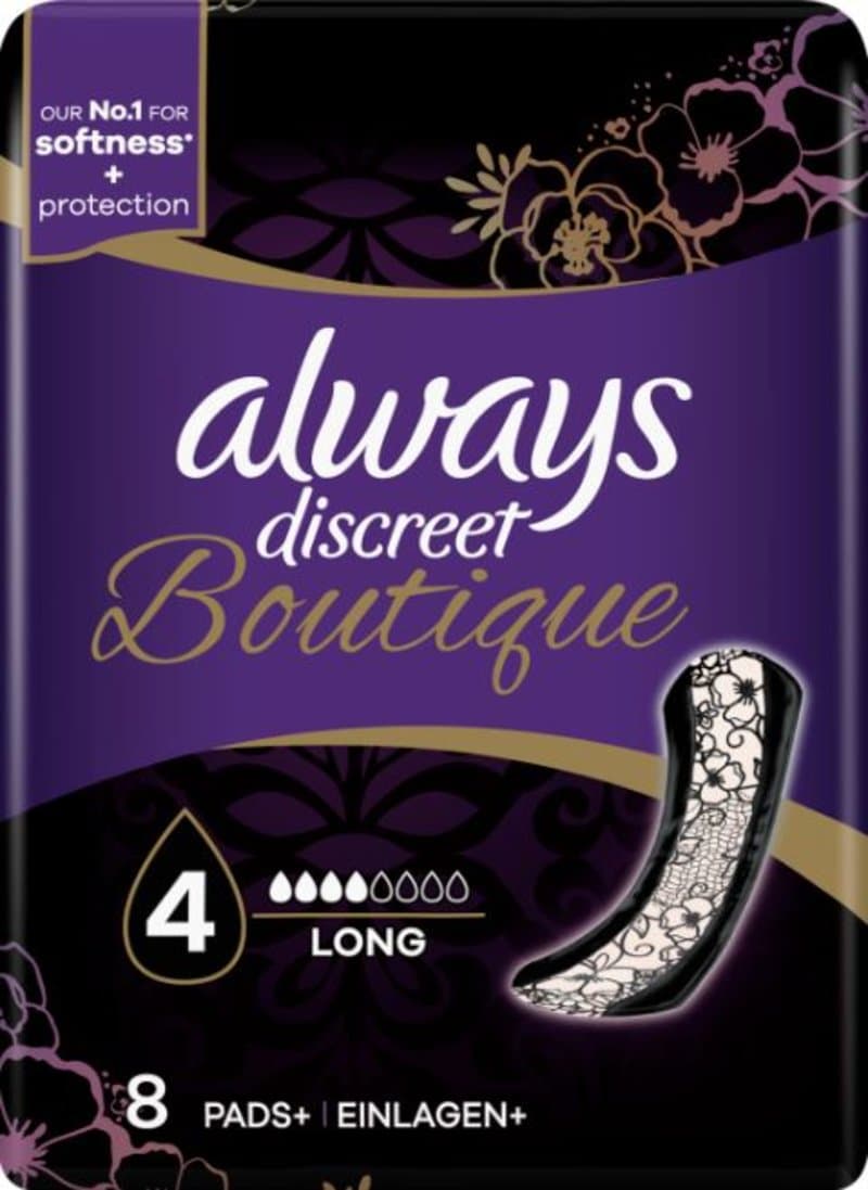 ALWAYS incontinence range discreet boutique pads long  8