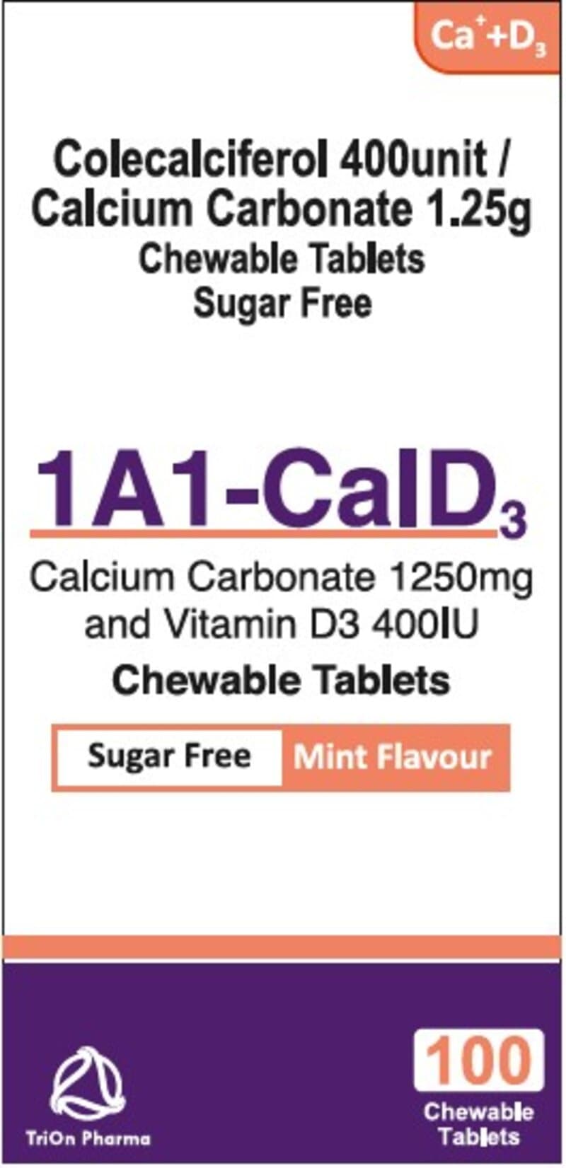 1A1 CAL D3 chewable tablets 1250mg/400iu  100