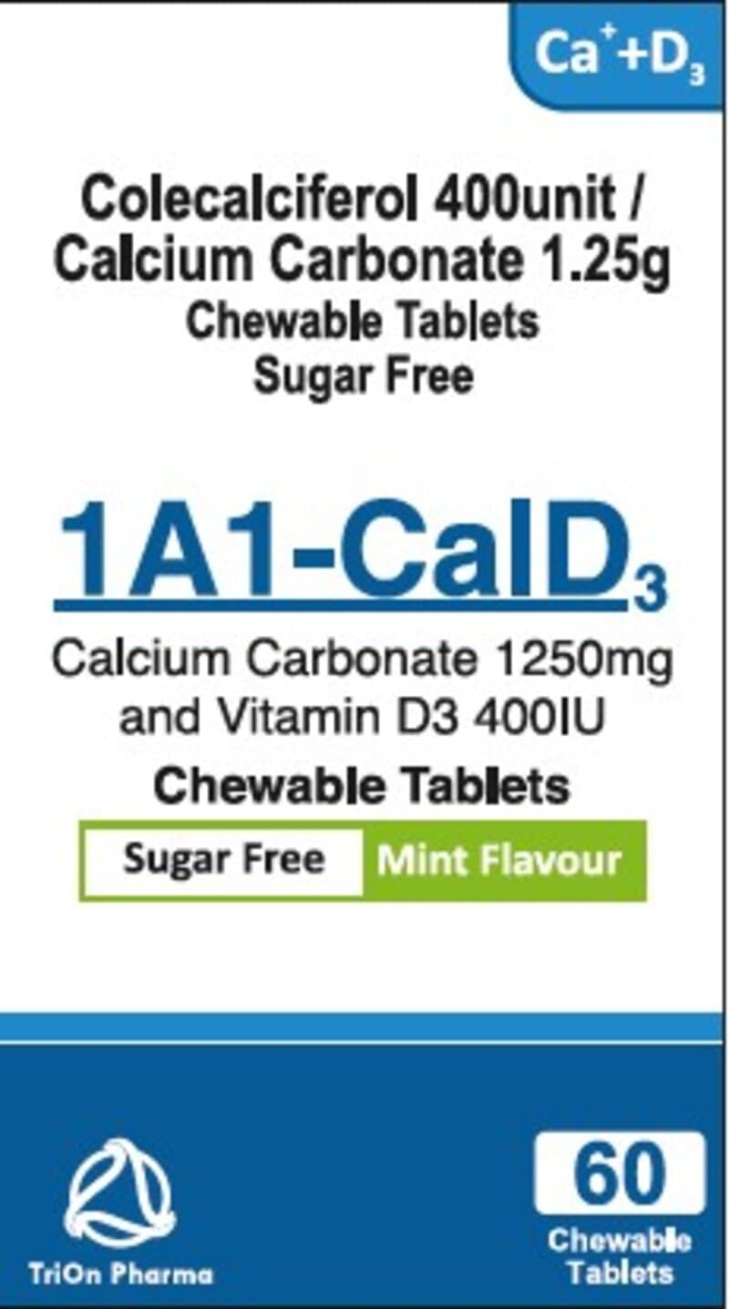 1A1 CAL D3 chewable tablets 1250mg/400iu  60