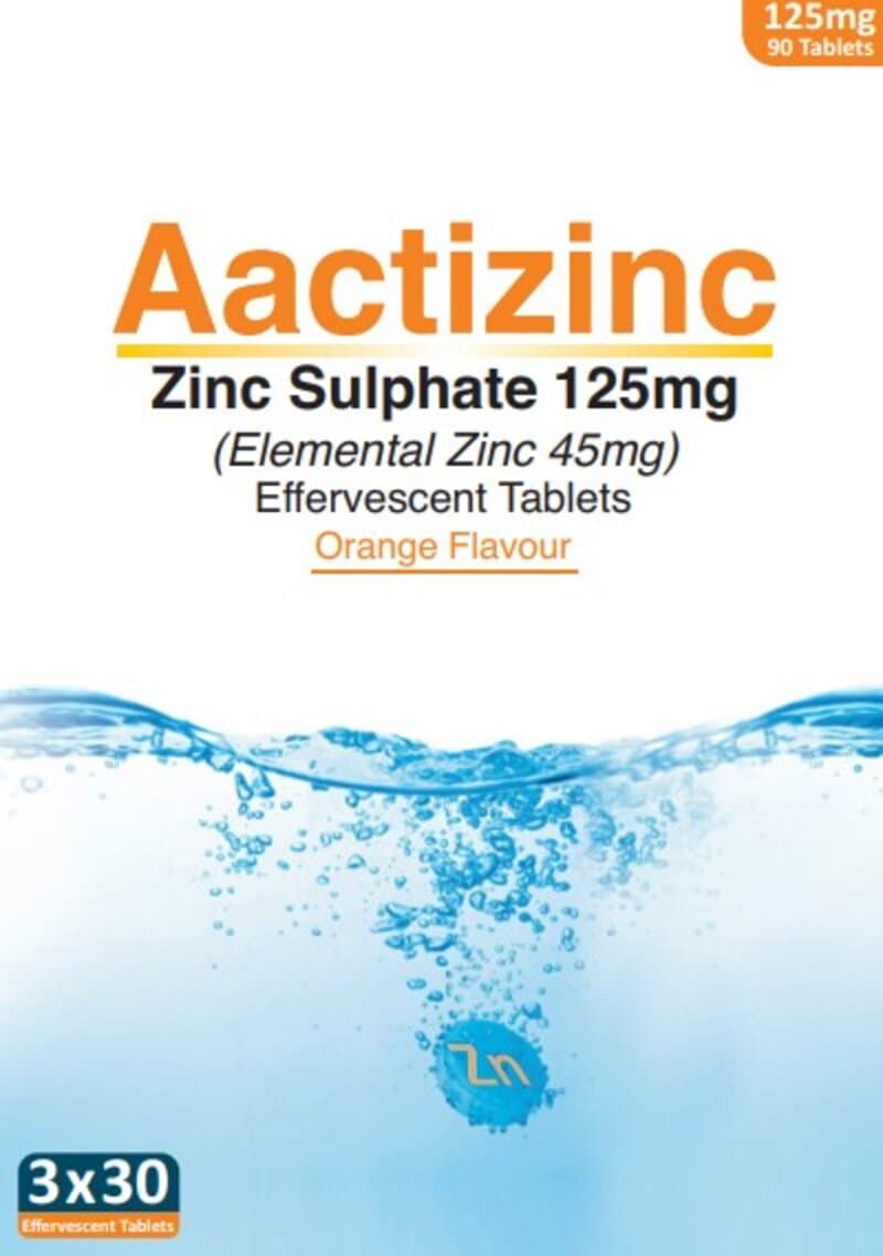 AACTIZINC effervescent tablets 125mg  90