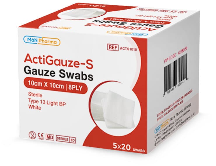 ACTIGAUZE-S sterile gauze swabs 10cm x 10cm 100