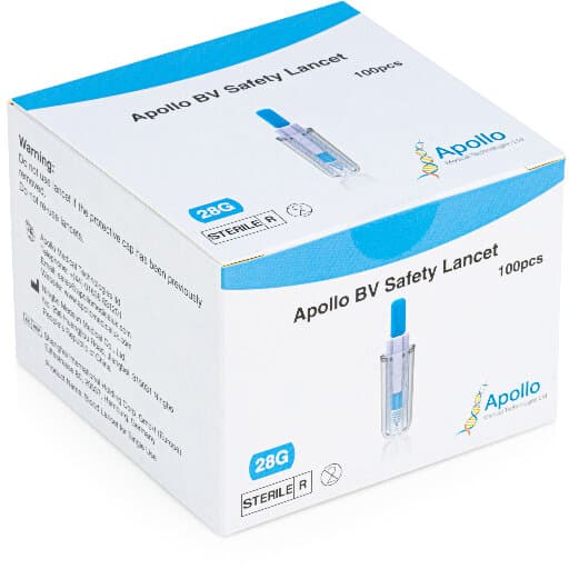 APOLLO BV safety lancets 1.8mm/28G 100