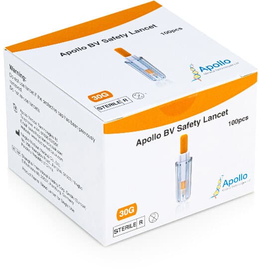 APOLLO BV safety lancets 1.8mm/30G 100