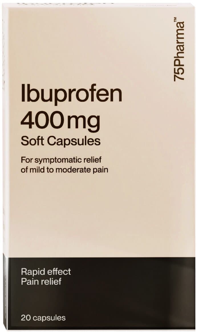 75PHARMA ibuprofen soft capsules 400mg  20
